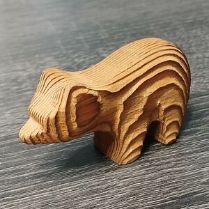 Vintage Indigenous Handcrafted Cryptomeria Wood Bear Carving Crowe Canada